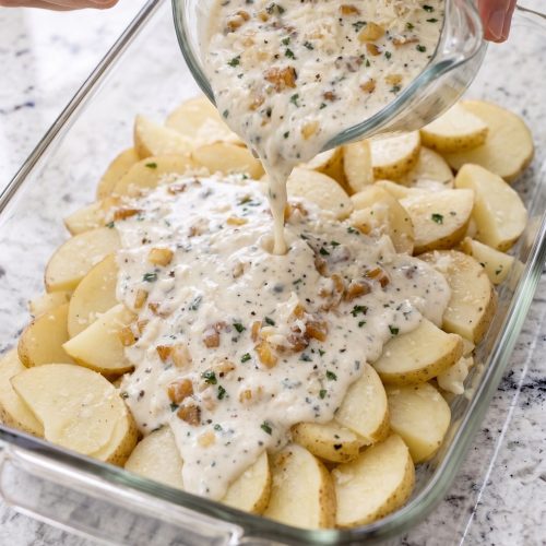 Creamy Pour-Over Baked Potatoes