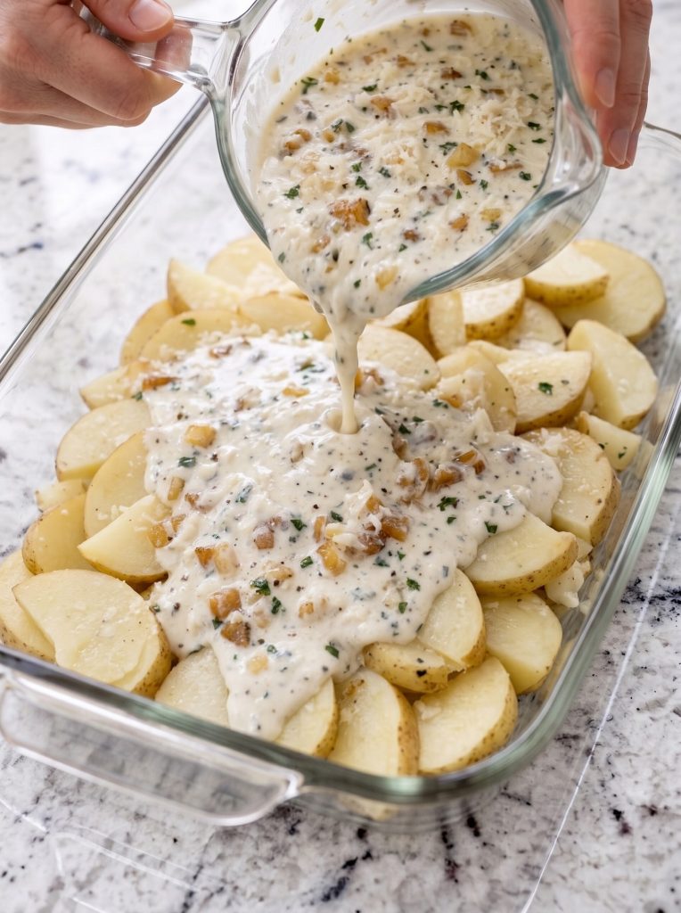 Creamy Pour-Over Baked Potatoes