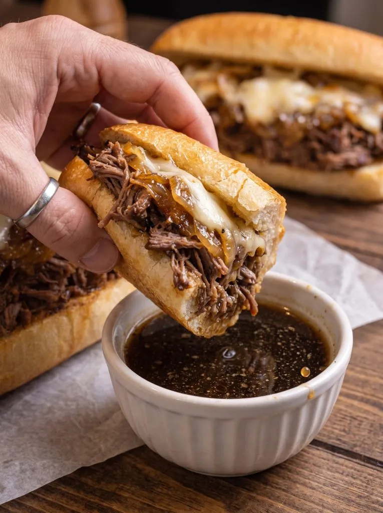 Slow Cooker 3-Ingredient French Dip Sandwiches