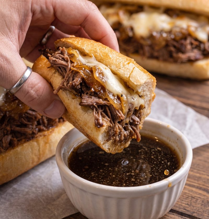 Slow Cooker 3-Ingredient French Dip Sandwiches