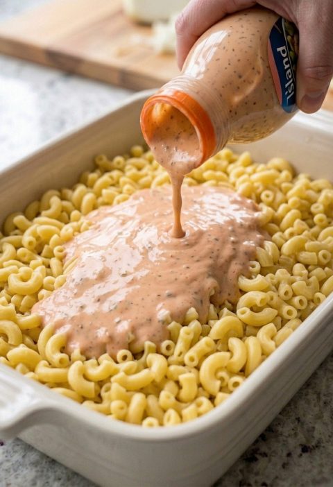 Oven Baked 4-Ingredient Amish Thousand Island Macaroni
