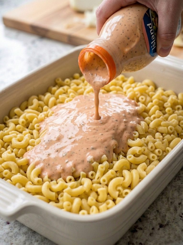 Oven Baked 4-Ingredient Amish Thousand Island Macaroni