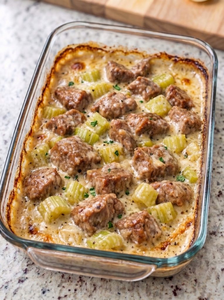 Oven Baked Vintage Beef and Celery Bake