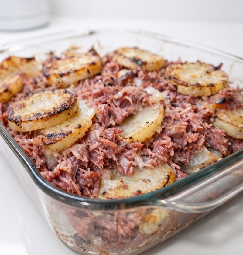Oven Baked 3-Ingredient Canned Corned Beef Potato Bake