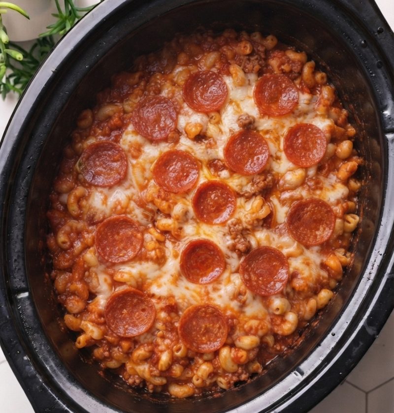 Slow Cooker 4-Ingredient Pepperoni Slice Macaroni