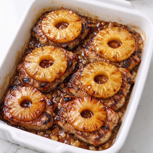 Oven Baked 3-Ingredient Pork Chops with Canned Pineapple
