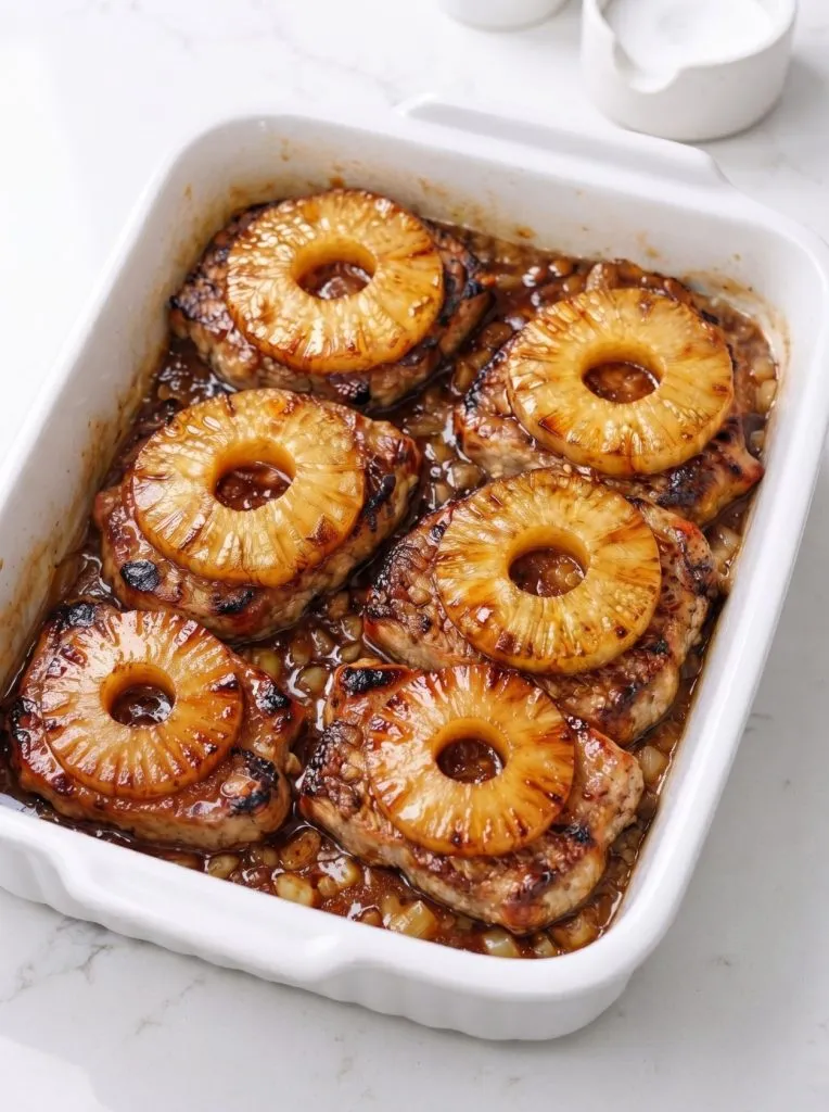 Oven Baked 3-Ingredient Pork Chops with Canned Pineapple