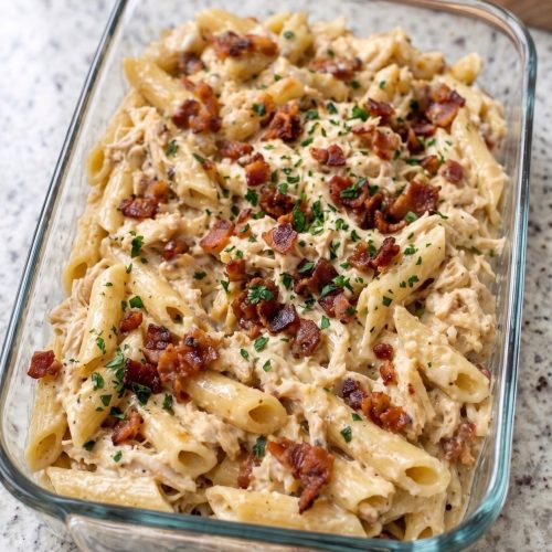 Oven Baked 4-Ingredient Crack Chicken Pasta