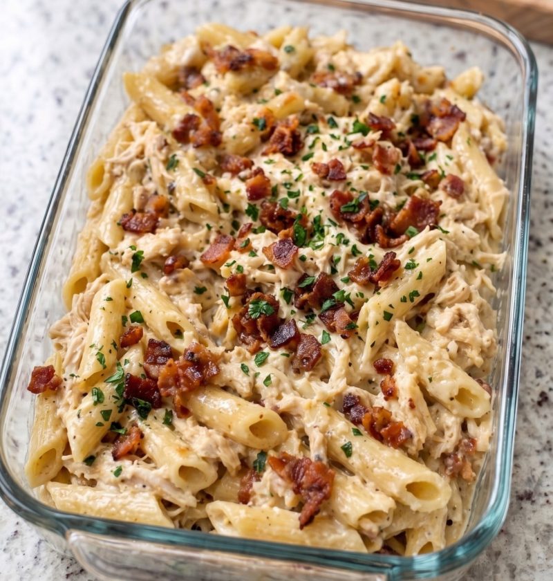 Oven Baked 4-Ingredient Crack Chicken Pasta