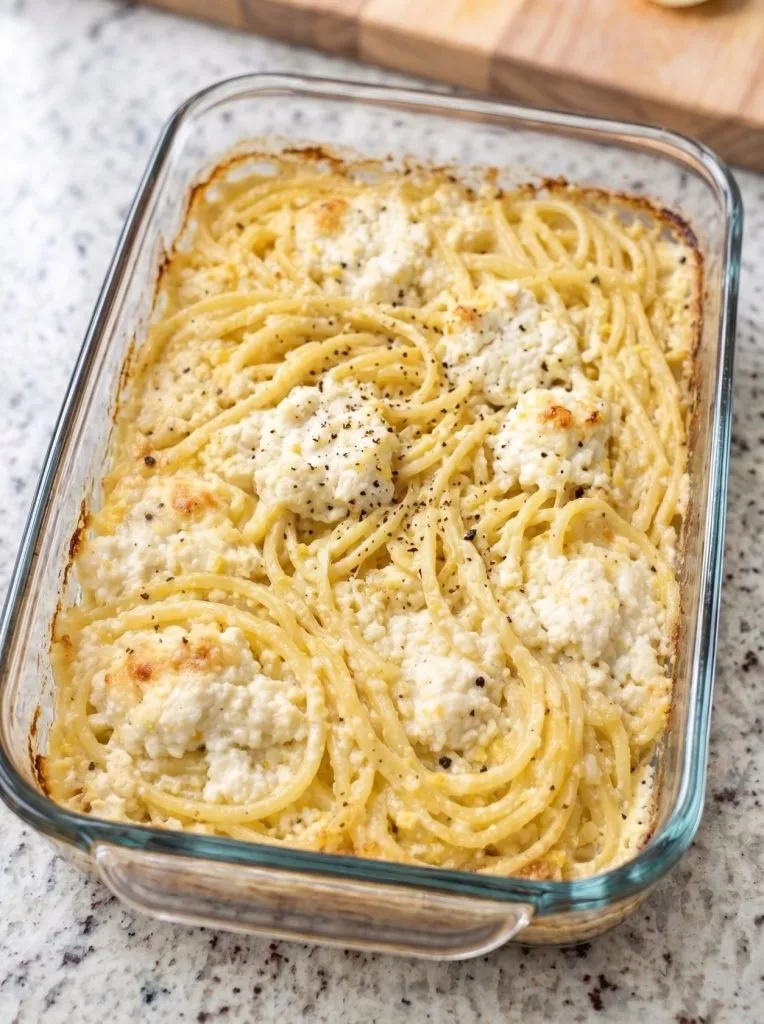 Oven Baked 4-Ingredient Lemon Ricotta Pasta