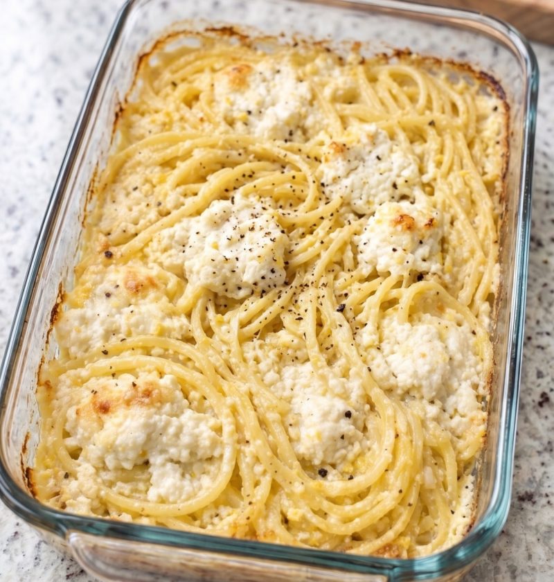 Oven Baked 4-Ingredient Lemon Ricotta Pasta