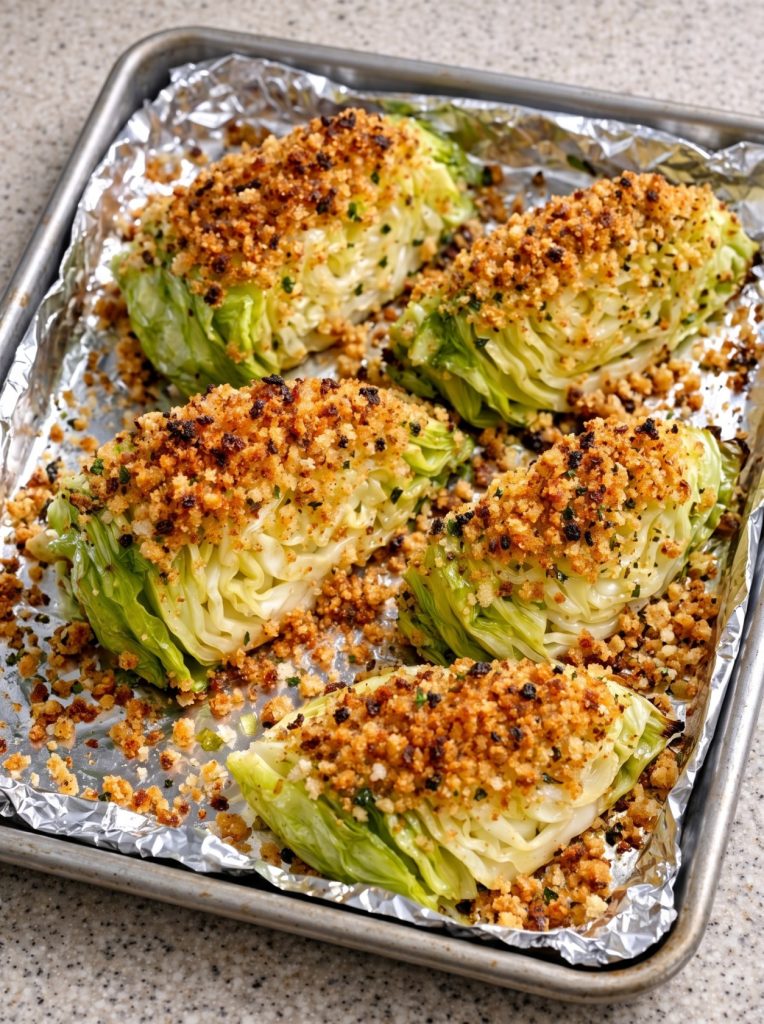 Oven Baked 4-Ingredient Crispy Breaded Cabbage Wedges