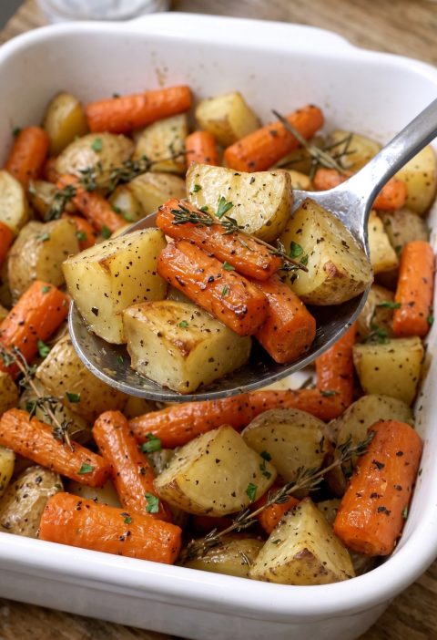Oven Baked 4-Ingredients Amish Carrot and Potato Roast