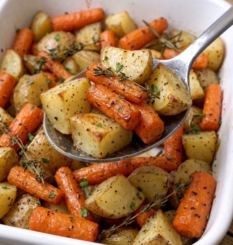 Oven Baked 4-Ingredients Amish Carrot and Potato Roast