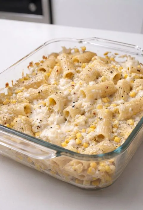 Oven Baked 4-Ingredient Sweet Corn Burrata Pasta