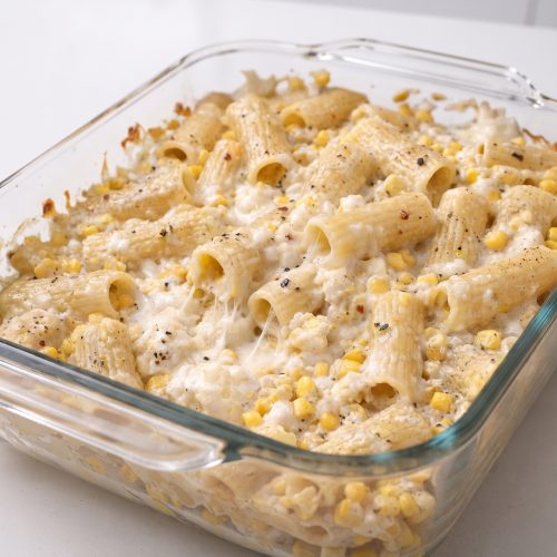 Oven Baked 4-Ingredient Sweet Corn Burrata Pasta