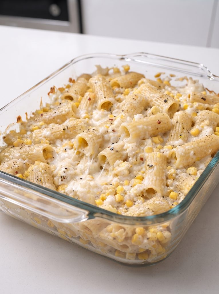 Oven Baked 4-Ingredient Sweet Corn Burrata Pasta