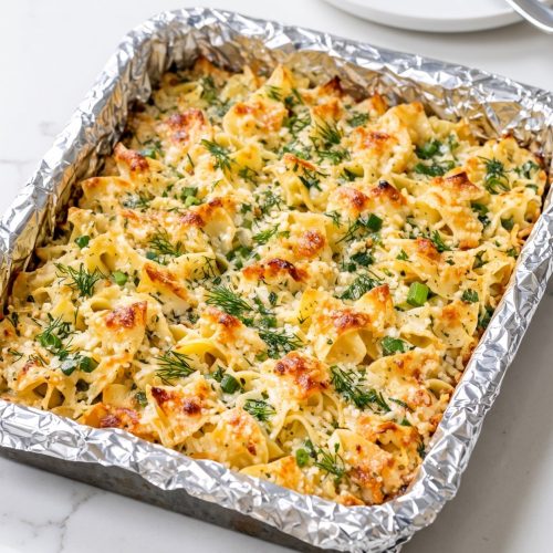Oven Baked 4-Ingredient Fresh Dill and Egg Noodle Bake