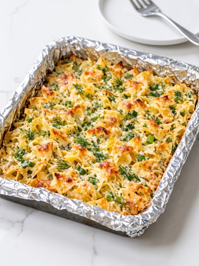 Oven Baked 4-Ingredient Fresh Dill and Egg Noodle Bake