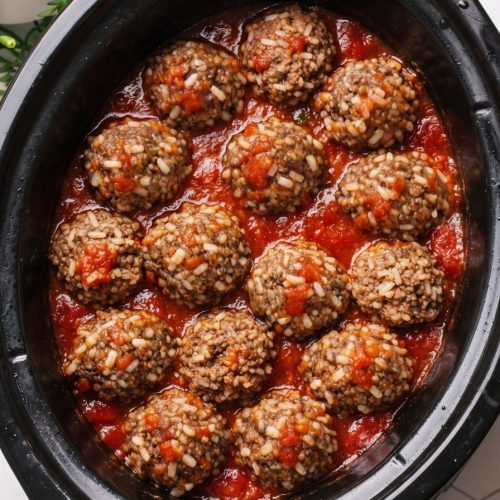 Slow Cooker 4-Ingredient Porcupine Meatballs