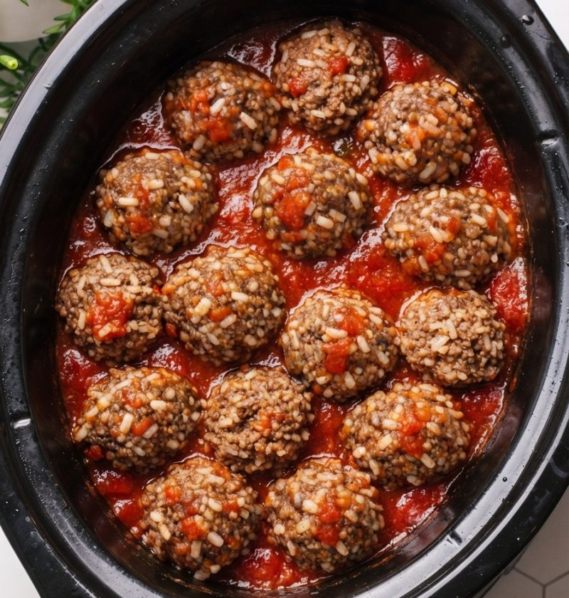 Slow Cooker 4-Ingredient Porcupine Meatballs