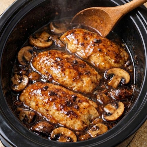 4-Ingredient Slow Cooker Chicken Marsala with Mushrooms