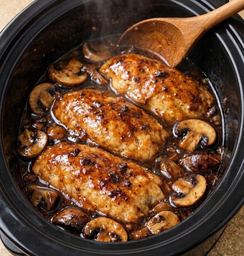 4-Ingredient Slow Cooker Chicken Marsala with Mushrooms