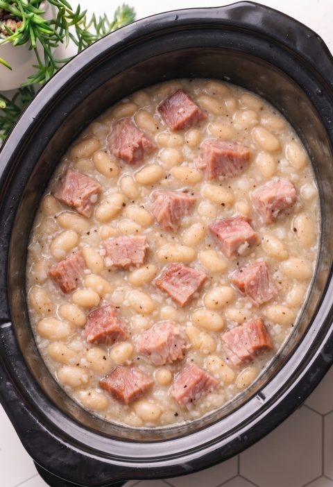 Slow Cooker 3-Ingredient Ham and Beans