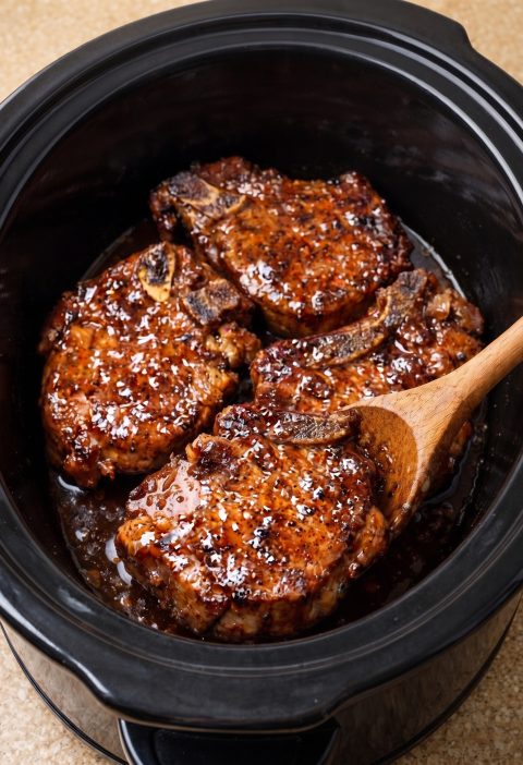 Slow Cooker 4-Ingredient Brown Sugar Pork Chops
