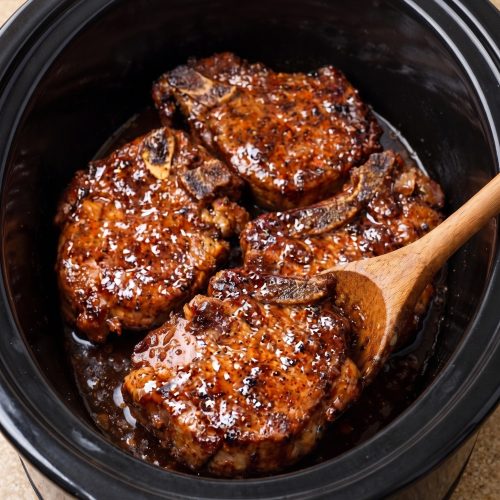 Slow Cooker 4-Ingredient Brown Sugar Pork Chops