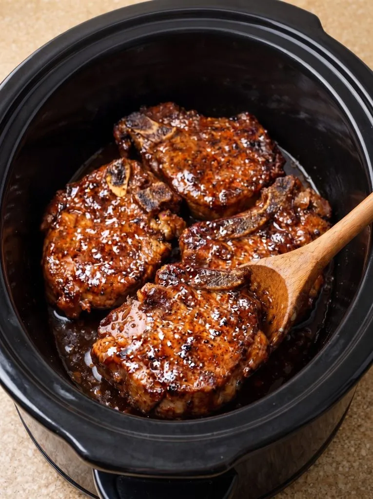 Slow Cooker 4-Ingredient Brown Sugar Pork Chops