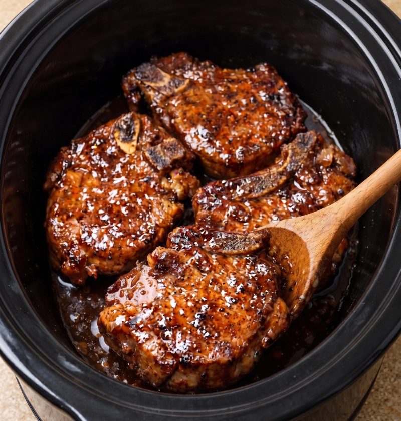 Slow Cooker 4-Ingredient Brown Sugar Pork Chops