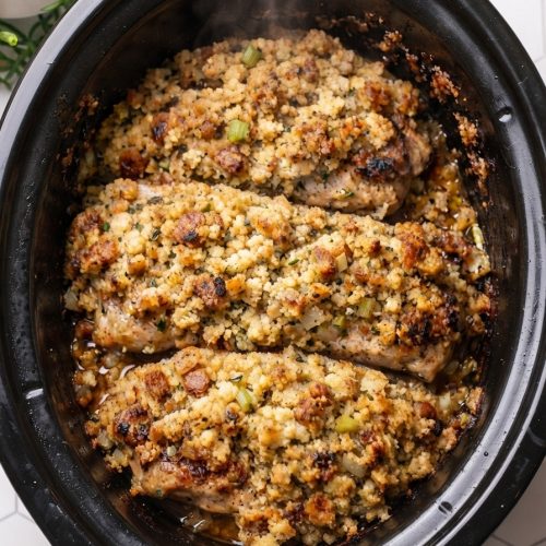 Slow Cooker 3-Ingredient Amish Stuffing Pork Chops