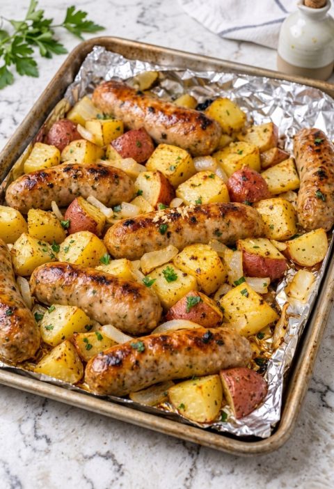 Sheet Pan Italian Chicken Sausages and Potatoes