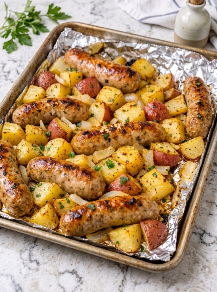 Sheet Pan Italian Chicken Sausages and Potatoes