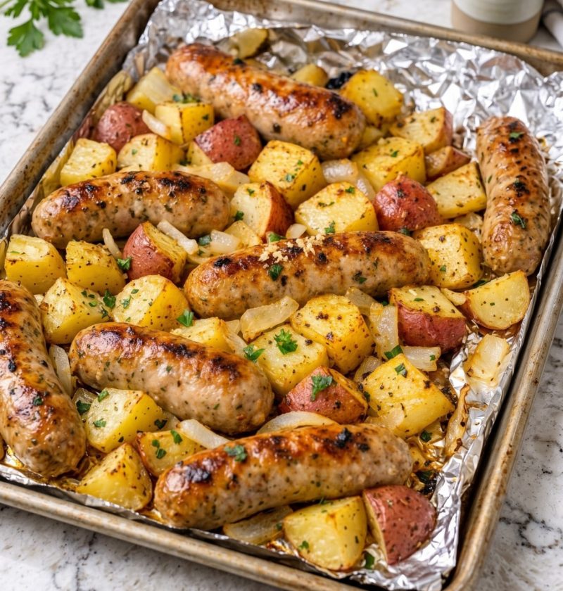 Sheet Pan Italian Chicken Sausages and Potatoes