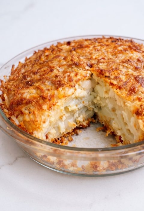 Oven Baked 4-Ingredients Hash Brown Pie