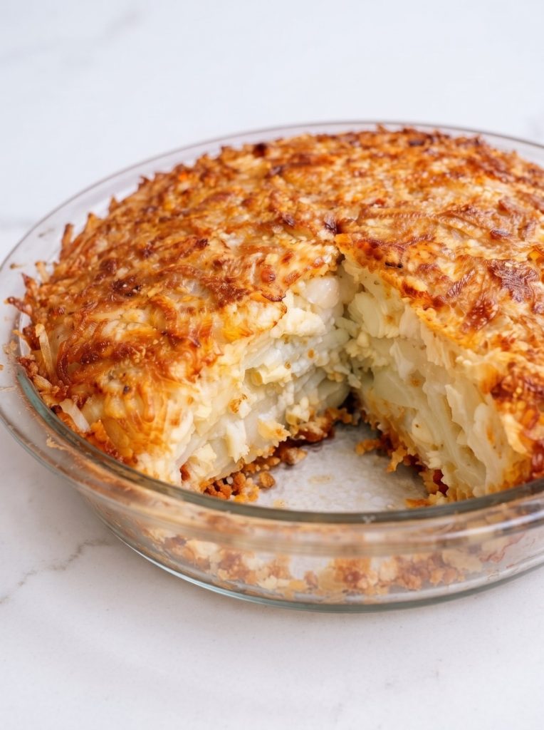 Oven Baked 4-Ingredients Hash Brown Pie