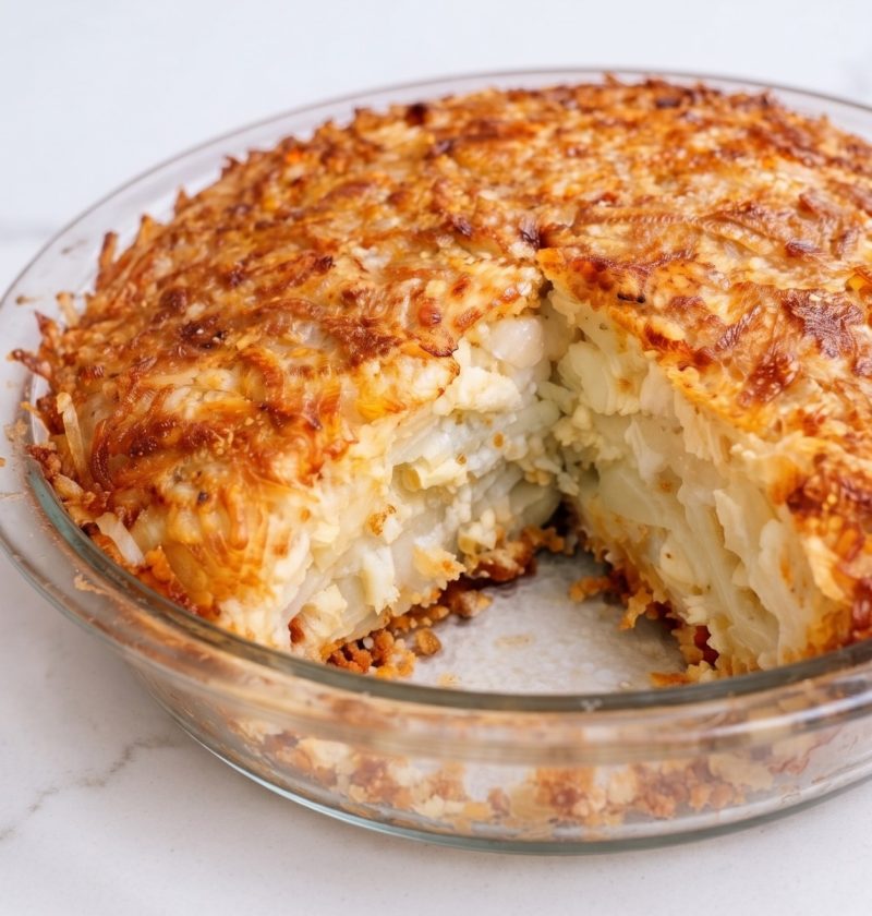Oven Baked 4-Ingredients Hash Brown Pie