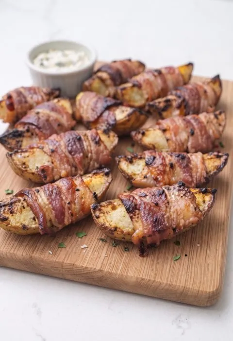 Oven Baked 4-Ingredients Bacon Wrapped Potato Wedges
