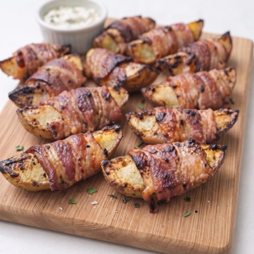 Oven Baked 4-Ingredients Bacon Wrapped Potato Wedges