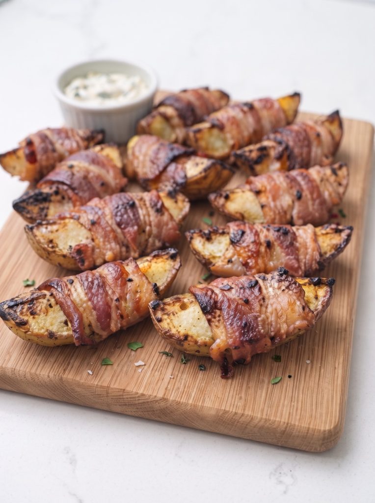 Oven Baked 4-Ingredients Bacon Wrapped Potato Wedges