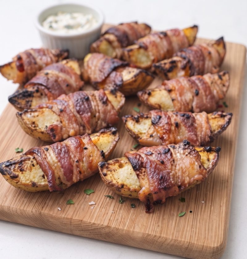 Oven Baked 4-Ingredients Bacon Wrapped Potato Wedges