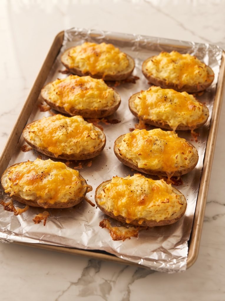 Oven Baked 3-Ingredients Stuffed Potato Boats