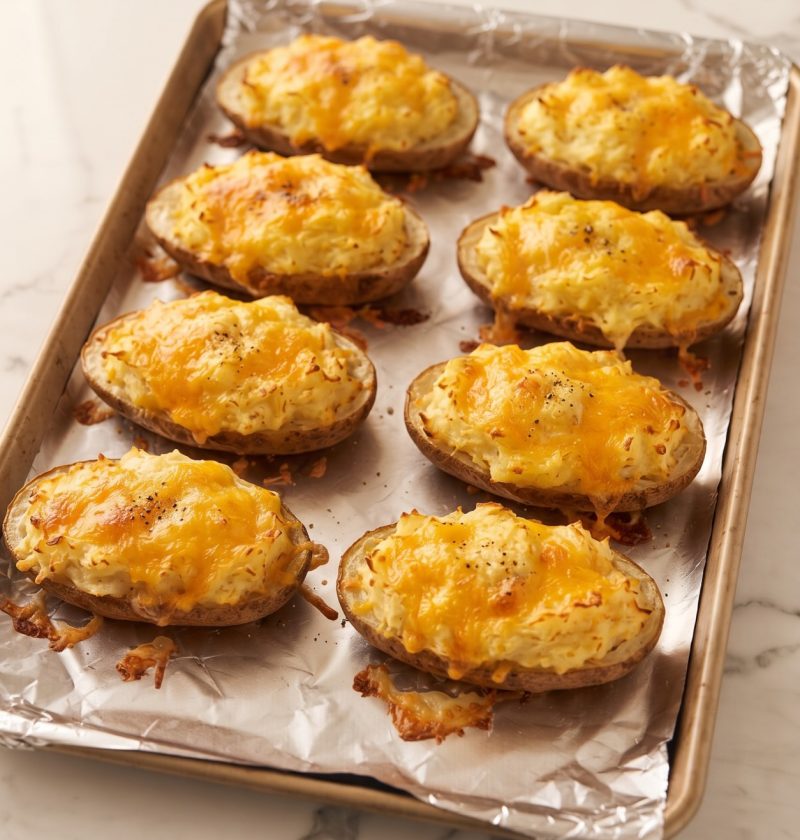 Oven Baked 3-Ingredients Stuffed Potato Boats