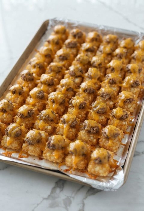 Oven Baked 4-Ingredient Beef Tater Tot Bites