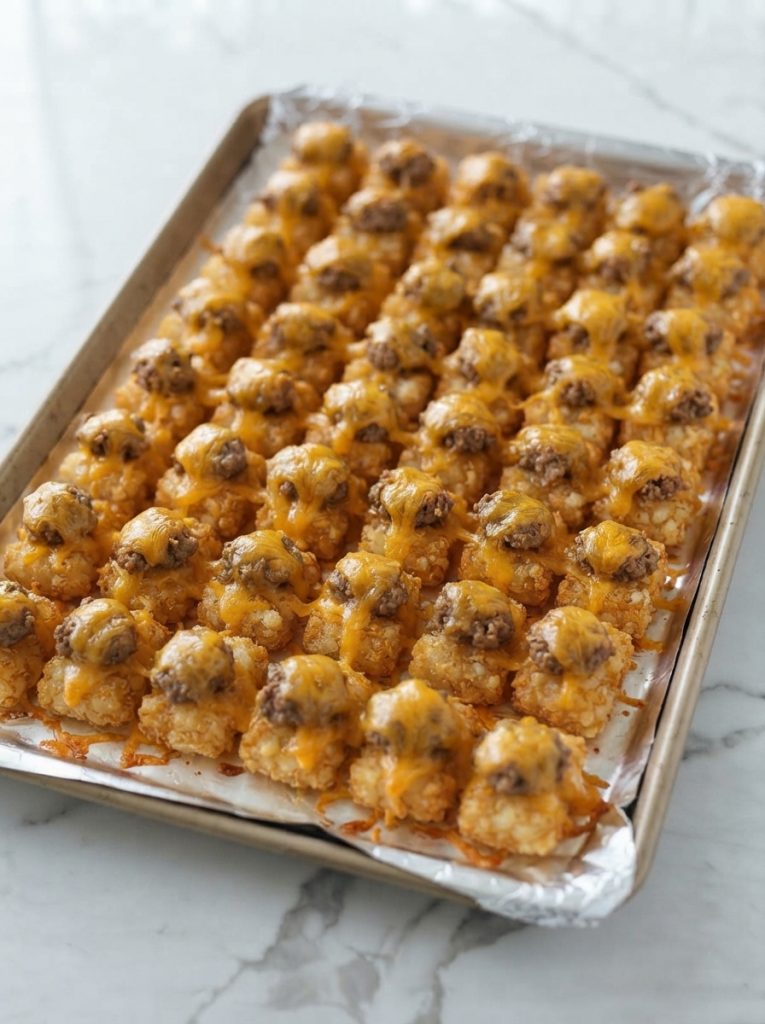 Oven Baked 4-Ingredient Beef Tater Tot Bites