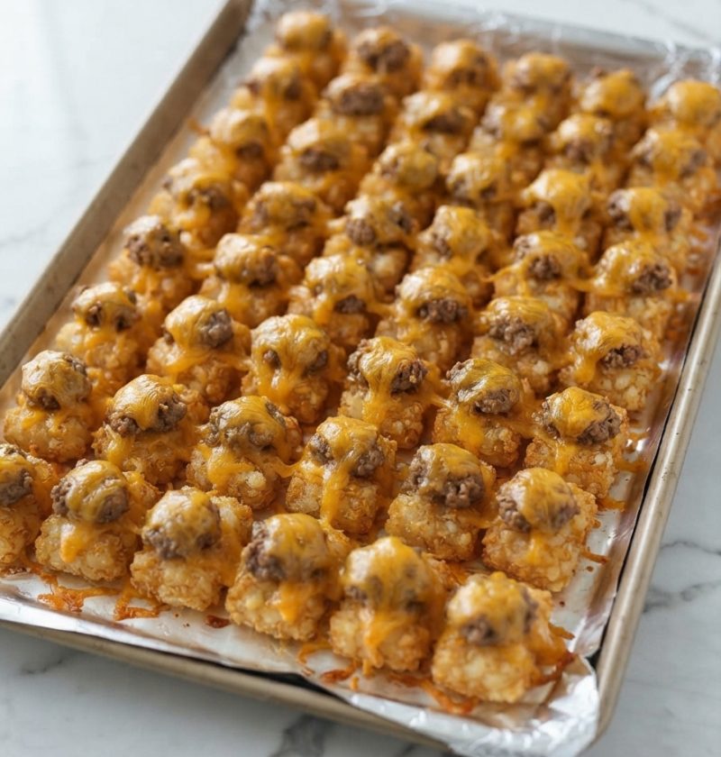 Oven Baked 4-Ingredient Beef Tater Tot Bites