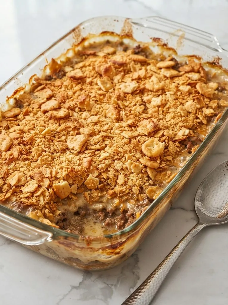 Oven Baked 4-Ingredient Amish Beef and Ritz Cracker Bake