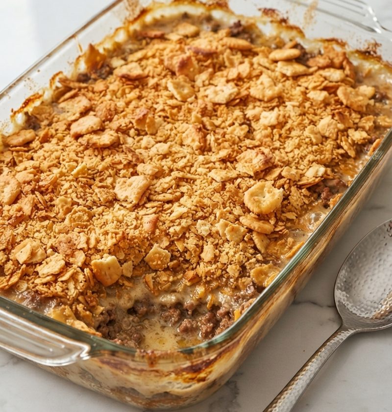 Oven Baked 4-Ingredient Amish Beef and Ritz Cracker Bake